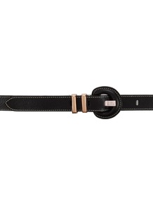 Holby Skinny Prong Belt, Black - predominant colour: black; occasions: casual, work; type of pattern: standard; style: classic; size: skinny; worn on: waist; material: leather; pattern: plain; finish: plain