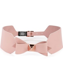 Skelsey Waist Bow Belt, Nude - predominant colour: nude; occasions: casual, evening, holiday; type of pattern: standard; style: obi; size: wide; worn on: waist; material: leather; pattern: plain; finish: plain; embellishment: bow
