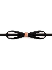 Drewry Skinny Bow Belt, Black - predominant colour: black; occasions: casual, evening, work; type of pattern: standard; style: classic; size: skinny; worn on: waist; material: leather; pattern: plain; finish: plain; embellishment: bow