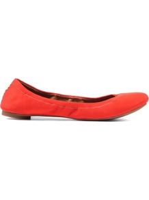 Emmie Ballerina Shoes, Orange - predominant colour: bright orange; occasions: casual, evening, work; material: leather; heel height: flat; toe: round toe; style: ballerinas / pumps; finish: plain; pattern: plain