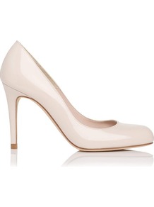 Shilo Patent Leather Court Shoe White Off White - predominant colour: ivory; occasions: evening, work, occasion; material: leather; heel height: high; heel: stiletto; toe: round toe; style: courts; finish: patent; pattern: plain