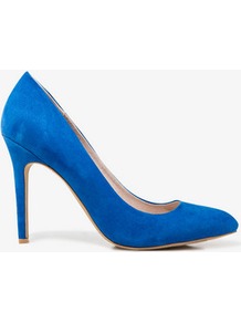 Faux Suede Pumps - predominant colour: royal blue; occasions: evening, work, occasion; material: faux leather; heel height: high; heel: stiletto; toe: pointed toe; style: courts; finish: plain; pattern: plain
