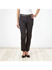 Dark Grey Sateen Belted Chinos - pattern: plain; pocket detail: small back pockets, pockets at the sides; waist detail: belted waist/tie at waist/drawstring; waist: mid/regular rise; predominant colour: charcoal; occasions: casual, evening, work; length: ankle length; style: chino; fibres: cotton - stretch; hip detail: fitted at hip (bottoms); texture group: cotton feel fabrics; fit: skinny/tight leg; pattern type: fabric