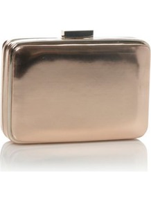 Rose Padded Faux Leather Clutch Bag - occasions: evening, occasion; type of pattern: standard; style: clutch; length: hand carry; size: small; material: faux leather; pattern: plain; trends: metallics; finish: metallic; predominant colour: dusky pink