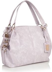 Lilac Ringed Handled Hobo Bag - predominant colour: lilac; secondary colour: light grey; occasions: casual, evening, work, holiday; type of pattern: standard; style: tote; length: handle; size: standard; material: faux leather; embellishment: tassels; pattern: plain; finish: plain