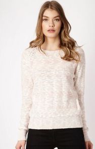Light Pink Textured Jumper - style: standard; predominant colour: blush; occasions: casual, work; length: standard; fibres: cotton - mix; fit: standard fit; neckline: crew; sleeve length: long sleeve; sleeve style: standard; texture group: knits/crochet; pattern type: knitted - other