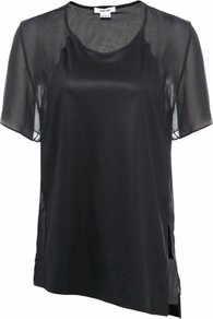 Black Vena Top Uk - neckline: round neck; pattern: plain; length: below the bottom; shoulder detail: contrast pattern/fabric at shoulder; predominant colour: black; occasions: casual, evening; style: top; fibres: polyester/polyamide - 100%; fit: loose; sleeve length: short sleeve; sleeve style: standard; pattern type: fabric; pattern size: standard; texture group: jersey - stretchy/drapey