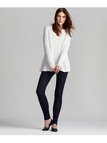 Technical Stretch Gabardine Zip Legging - pattern: plain; style: leggings; waist detail: elasticated waist; waist: mid/regular rise; predominant colour: black; occasions: casual, evening; length: ankle length; fibres: cotton - stretch; fit: skinny/tight leg; pattern type: fabric; texture group: jersey - stretchy/drapey