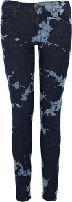 Tie Dye Jean - style: skinny leg; pattern: tie dye; pocket detail: traditional 5 pocket; waist: mid/regular rise; secondary colour: denim; predominant colour: black; occasions: casual, evening; length: ankle length; fibres: cotton - stretch; texture group: denim; pattern type: fabric; pattern size: big & light