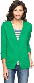 Luxlight V Neck Cardigan - neckline: low v-neck; pattern: plain; predominant colour: emerald green; occasions: casual, work; length: standard; style: standard; fibres: cotton - mix; fit: standard fit; sleeve length: long sleeve; sleeve style: standard; texture group: knits/crochet; pattern type: knitted - fine stitch