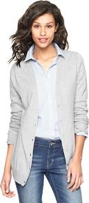 Luxlight V Neck Cardigan - neckline: low v-neck; pattern: plain; predominant colour: light grey; occasions: casual, work; length: standard; style: standard; fibres: cotton - mix; fit: slim fit; sleeve length: long sleeve; sleeve style: standard; texture group: knits/crochet; pattern type: knitted - fine stitch