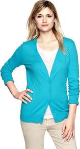 Luxlight V Neck Cardigan - neckline: low v-neck; pattern: plain; predominant colour: turquoise; occasions: casual, work; length: standard; style: standard; fibres: cotton - mix; fit: slim fit; sleeve length: long sleeve; sleeve style: standard; texture group: knits/crochet; pattern type: knitted - fine stitch