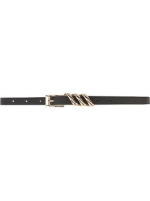 Black Slant Keeper Skinny - predominant colour: black; occasions: casual, evening; type of pattern: standard; style: classic; size: skinny; worn on: waist; material: faux leather; pattern: plain; finish: plain; embellishment: chain/metal