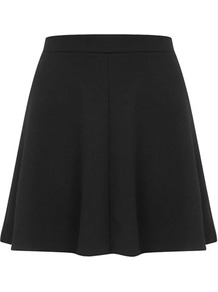 Black Waffle Skater Skirt - length: mid thigh; pattern: plain; fit: loose/voluminous; waist: mid/regular rise; predominant colour: black; occasions: casual, evening; style: a-line; fibres: polyester/polyamide - 100%; pattern type: fabric; texture group: jersey - stretchy/drapey