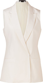 White Wool Blazer Style Annea Vest - pattern: plain; sleeve style: sleeveless; collar: standard lapel/rever collar; predominant colour: white; occasions: casual, evening; length: standard; fit: tailored/fitted; fibres: wool - 100%; style: waistcoat; back detail: back vent/flap at back; sleeve length: sleeveless; collar break: low/open; pattern type: fabric; texture group: woven light midweight