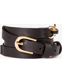 Chain Link Belt - secondary colour: gold; predominant colour: black; occasions: casual, evening, work; type of pattern: standard; style: chainlink; size: standard; worn on: hips; material: faux leather; pattern: plain; finish: plain; embellishment: chain/metal