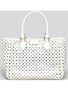 Tote Addison - predominant colour: white; occasions: casual, work, holiday; type of pattern: light; style: tote; length: handle; size: standard; material: leather; pattern: plain, patterned/print; trends: sporty redux; finish: plain