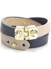 Lana Cuff - predominant colour: black; occasions: casual, evening, work, holiday; style: cuff; size: standard; material: leather; finish: plain; embellishment: chain/metal, studs