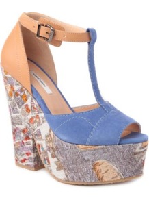 Suede And Leather Wedge Sandals - occasions: casual, evening, work, occasion, holiday; predominant colour: multicoloured; material: suede; heel height: high; embellishment: buckles; ankle detail: ankle strap; heel: platform; toe: open toe/peeptoe; style: standard; trends: statement prints; finish: plain; pattern: patterned/print, colourblock