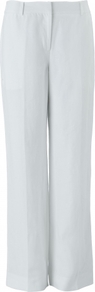 Erin Trouser - length: standard; pattern: plain; waist detail: fitted waist; waist: mid/regular rise; predominant colour: white; occasions: casual, evening, work, holiday; fibres: linen - mix; hip detail: fitted at hip (bottoms); texture group: linen; fit: wide leg; pattern type: fabric; pattern size: standard; style: standard