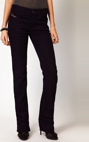 Bootzee Jeans - style: bootcut; length: standard; pattern: plain; pocket detail: traditional 5 pocket; waist: mid/regular rise; predominant colour: navy; occasions: casual, evening; fibres: cotton - mix; jeans detail: dark wash; texture group: denim; pattern type: fabric; pattern size: standard