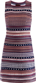 Swarovski Crystal Embellished Stripe Dress - style: shift; length: mid thigh; neckline: high square neck; pattern: plain; sleeve style: sleeveless; waist detail: fitted waist; back detail: contrast pattern/fabric at back; occasions: casual, evening, work, occasion, holiday; fit: soft a-line; fibres: cotton - mix; predominant colour: multicoloured; sleeve length: sleeveless; texture group: ornate wovens; trends: striking stripes, glamorous day shifts; pattern type: fabric; pattern size: standard; embellishment: beading