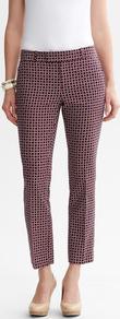 Hampton Fit Bold Print Crop - pattern: checked/gingham, patterned/print; pocket detail: small back pockets, pockets at the sides; waist: mid/regular rise; predominant colour: burgundy; occasions: casual, evening, work; length: ankle length; fibres: cotton - mix; hip detail: fitted at hip (bottoms); waist detail: narrow waistband; texture group: cotton feel fabrics; fit: slim leg; pattern type: fabric; pattern size: small & busy; style: standard