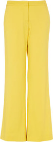 **Yellow Trousers Unique - length: standard; pattern: plain; waist detail: fitted waist, narrow waistband; pocket detail: pockets at the sides; waist: mid/regular rise; predominant colour: yellow; occasions: casual, evening, work, occasion; fibres: polyester/polyamide - stretch; hip detail: fitted at hip (bottoms); texture group: silky - light; fit: wide leg; pattern type: fabric; pattern size: standard; style: standard
