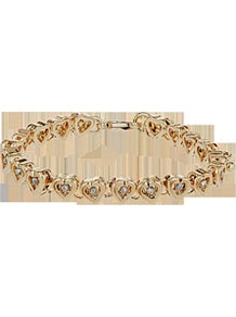 Ditsy Heart Bracelet - predominant colour: gold; occasions: casual, evening, work, occasion; style: chain; size: small; material: chain/metal; finish: metallic; embellishment: chain/metal, crystals