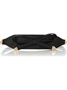 Bow &Amp; Stud Waist Belt - predominant colour: black; occasions: casual, evening, work; type of pattern: standard; style: classic; size: wide; worn on: waist; material: faux leather; embellishment: studs, bow, chain/metal; pattern: plain; finish: plain