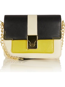 City Chain Cross Body Bag - occasions: casual, evening, work; predominant colour: multicoloured; type of pattern: large; style: shoulder; length: across body/long; size: small; material: faux leather; trends: fluorescent; finish: plain; pattern: vertical stripes, colourblock; embellishment: chain/metal