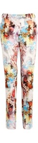 Watercolour Artist Print Cotton Trousers - length: standard; pocket detail: small back pockets, pockets at the sides; waist: mid/regular rise; occasions: casual, evening, work; fibres: cotton - 100%; waist detail: narrow waistband; predominant colour: multicoloured; texture group: cotton feel fabrics; trends: statement prints; fit: straight leg; pattern type: fabric; pattern size: big & busy; pattern: patterned/print; style: standard