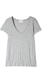 Jacksonville V Neck Tee - neckline: low v-neck; pattern: plain; style: t-shirt; predominant colour: light grey; occasions: casual; length: standard; fibres: cotton - mix; fit: loose; sleeve length: short sleeve; sleeve style: standard; pattern type: fabric; texture group: jersey - stretchy/drapey