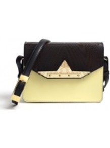Exclusive Dream Engraved Bag - predominant colour: primrose yellow; occasions: casual, evening, work, occasion; type of pattern: standard; style: shoulder; length: shoulder (tucks under arm); size: small; material: leather; pattern: plain, colourblock; trends: metallics; finish: plain; embellishment: buckles, chain/metal
