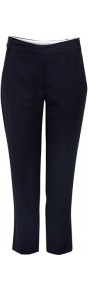 Ankle Length Drape Trouser - pattern: plain; waist: mid/regular rise; predominant colour: black; occasions: evening, work; length: calf length; fibres: cotton - mix; waist detail: narrow waistband; fit: slim leg; pattern type: fabric; pattern size: standard; texture group: other - light to midweight; style: standard