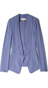 Lavendar Crepe Satin Easy Jacket - pattern: plain; style: single breasted blazer; collar: standard lapel/rever collar; predominant colour: lilac; occasions: casual, evening, work, occasion; length: standard; fit: tailored/fitted; fibres: polyester/polyamide - 100%; waist detail: fitted waist; sleeve length: long sleeve; sleeve style: standard; texture group: structured shiny - satin/tafetta/silk etc.; trends: volume; collar break: low/open; pattern type: fabric; pattern size: standard