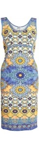 Amalfi Pottery Print Jersey Shift Dress Philosophy Di Alb - style: shift; sleeve style: sleeveless; waist detail: fitted waist; hip detail: fitted at hip; predominant colour: indigo; occasions: casual, evening, work, occasion, holiday; length: just above the knee; fit: body skimming; neckline: scoop; fibres: polyester/polyamide - stretch; sleeve length: sleeveless; texture group: jersey - clingy; trends: high impact florals, statement prints, modern geometrics; pattern type: fabric; pattern size: big & busy; pattern: florals, patterned/print
