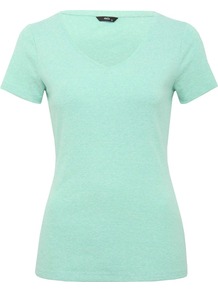 Women's Cotton V Neck T Shirt - neckline: v-neck; pattern: plain; style: t-shirt; predominant colour: mint green; occasions: casual, holiday; length: standard; fibres: cotton - 100%; fit: body skimming; sleeve length: short sleeve; sleeve style: standard; pattern type: fabric; pattern size: standard; texture group: jersey - stretchy/drapey