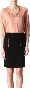Apona Blouse - neckline: v-neck; pattern: plain; style: blouse; bust detail: ruching/gathering/draping/layers/pintuck pleats at bust; predominant colour: nude; occasions: casual, evening, work; length: standard; fibres: silk - mix; fit: body skimming; shoulder detail: structured/bulky pleats/bulky detail at shoulder; sleeve length: 3/4 length; sleeve style: standard; texture group: silky - light; pattern type: fabric