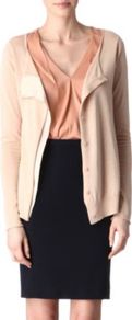 Ainthe Cardigan - neckline: round neck; bust detail: ruching/gathering/draping/layers/pintuck pleats at bust, buttons at bust (in middle at breastbone)/zip detail at bust; predominant colour: nude; occasions: casual, evening, work; length: standard; style: standard; fibres: silk - mix; fit: standard fit; sleeve length: long sleeve; sleeve style: standard; texture group: knits/crochet; trends: sculptural frills; pattern type: knitted - other