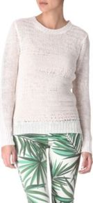 Torn Effect Jumper - neckline: round neck; style: standard; predominant colour: white; occasions: casual, work; length: standard; fibres: linen - 100%; fit: standard fit; sleeve length: long sleeve; sleeve style: standard; texture group: knits/crochet; pattern type: knitted - other