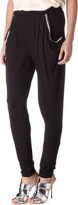 Pyramid Stud Trousers - length: standard; pattern: plain; style: harem/slouch; pocket detail: pockets at the sides; waist: mid/regular rise; predominant colour: black; occasions: casual, evening, work; fibres: polyester/polyamide - stretch; hip detail: front pleats at hip level; waist detail: narrow waistband; fit: tapered; pattern type: fabric; pattern size: small & light; texture group: jersey - stretchy/drapey
