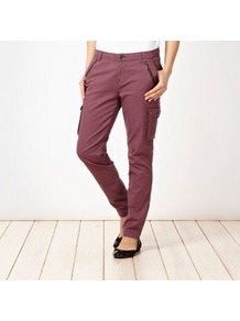 Purple Lightweight Cargo Trousers - length: standard; pattern: plain; pocket detail: pockets at the sides; waist: mid/regular rise; style: cargo; predominant colour: purple; occasions: casual; fibres: cotton - mix; waist detail: narrow waistband; texture group: cotton feel fabrics; fit: slim leg; pattern type: fabric; pattern size: standard