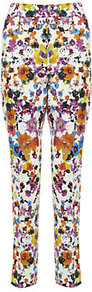 Frisia Floral Print Trousers - waist: mid/regular rise; occasions: casual, evening, occasion; length: ankle length; fibres: cotton - stretch; predominant colour: multicoloured; trends: high impact florals; fit: slim leg; pattern type: fabric; pattern size: big & busy; pattern: florals; texture group: woven light midweight; style: standard