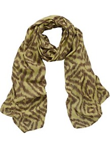 Trinity Aztec Print Scarf, Yellow - secondary colour: primrose yellow; predominant colour: khaki; occasions: casual; type of pattern: standard; style: regular; size: standard; material: fabric; pattern: patterned/print