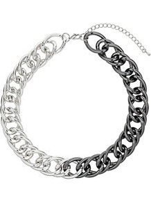 Half Coat Chain Collar - predominant colour: silver; occasions: casual, evening; style: choker/collar; length: short; size: large/oversized; material: chain/metal; finish: metallic; embellishment: chain/metal