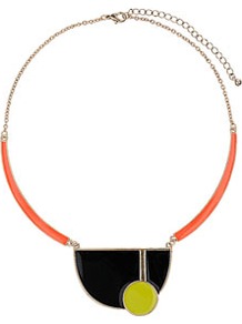 Bauhaus Shape Collar - predominant colour: black; occasions: casual, evening, work, occasion; style: choker/collar; length: short; size: large/oversized; material: chain/metal; finish: fluorescent
