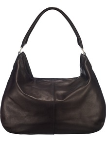 Edsim Hobo Handbag - predominant colour: black; occasions: casual, evening, work; style: shoulder; length: shoulder (tucks under arm); size: standard; material: leather; pattern: plain; finish: plain