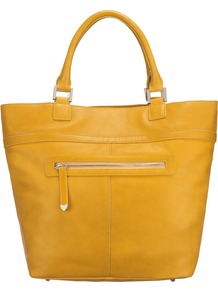 Montacute Tote Handbag, Yellow - predominant colour: yellow; occasions: casual, evening, work; type of pattern: standard; style: tote; length: handle; size: oversized; material: leather; embellishment: zips; pattern: plain; trends: fluorescent; finish: plain