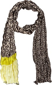 Animal Print Scarf, Black/Beige - predominant colour: chocolate brown; occasions: casual, evening, work, occasion, holiday; type of pattern: standard; style: regular; size: standard; material: fabric; pattern: animal print, colourblock